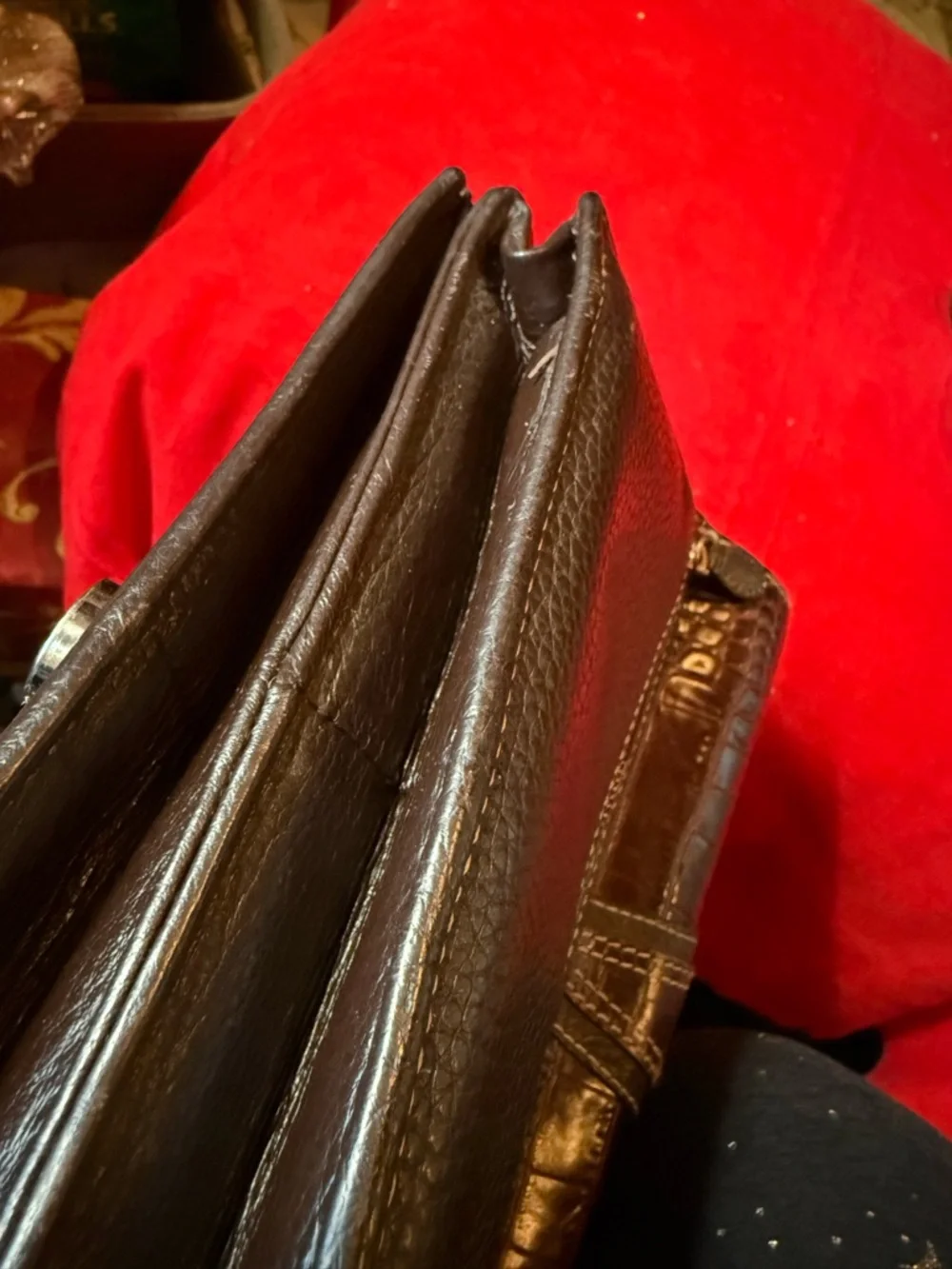 Brighton Black Leather Crossbody Wallet with Heart Accent and Stripe ID Window - Picture 6 of 9